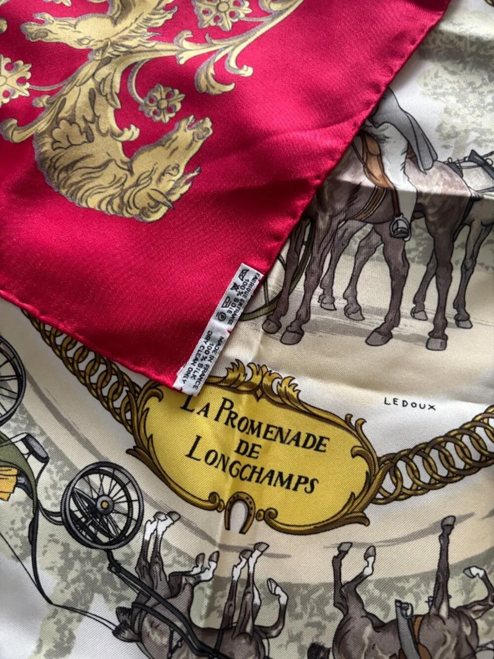Hermes scarf Carre 90 Reds Silk100% Ledoux